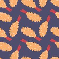 Seamless pattern of fried shrimp. Background of food. vector