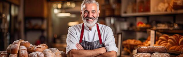 Man Standing in Front of Bread photo