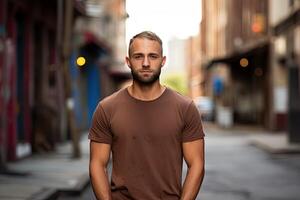 Man Standing in Middle of Street photo