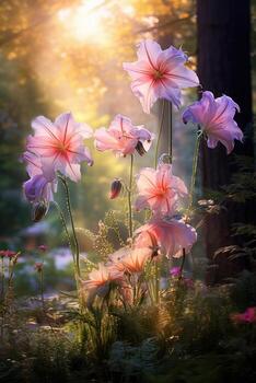 flores dispersado a través de césped foto