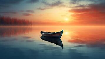 Boat Floating on Lake Under Cloudy Sky photo