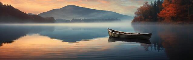 Boat Floating on Lake Under Cloudy Sky photo