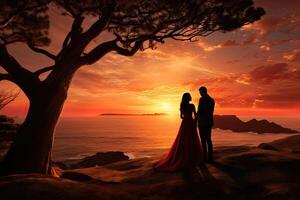 Couple Standing on Cliff Edge photo
