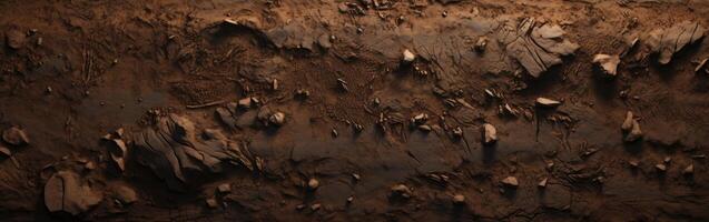 Aerial View of Dirt Field With Rocks photo
