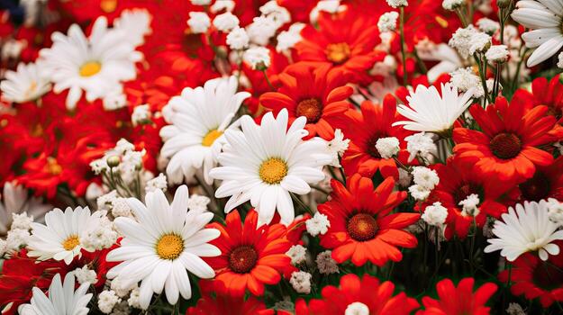 rojo y blanco flores en campo foto