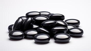 Stack of Black and White Pills on White Surface photo