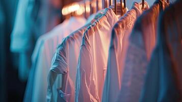 Array of Colorful Shirts Hanging on a Clothes Rack photo