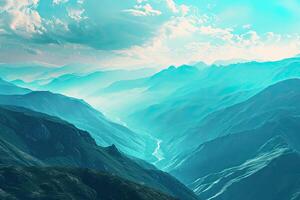 Aerial View of Majestic Mountain Range photo
