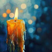 Lit Candle on Table photo