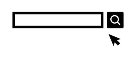 Search bar, mouse cursor and magnifying glass search button. Internet search. vector