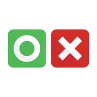 A set of circle and cross icons. Correct and incorrect answers. vector