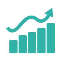 Increase wave arrow and growth bar graph. vector