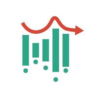 Arrow and bar graph icon. vector