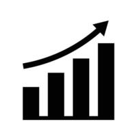 Silhouette icon of a rising graph. vector