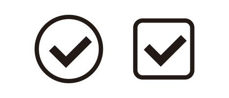 A simple set of circle and square check mark icons. vector