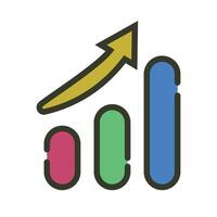 Modern bar graphs and ascending arrows. Good business results. Rising stock prices. vector