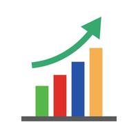 Increase in sales. Rise in profit. Bar graph and arrow icon. vector