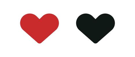 Red and black heart icon set. vector