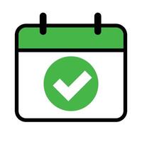A check mark icon on the calendar. Availability of schedule. Reminders. vector