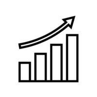 Rising arrow and bar graph icon vector
