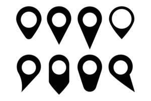 Map pin silhouette icon set. vector