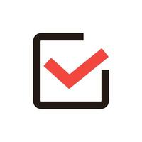 Red checkbox icon. Confirmation and decision. vector
