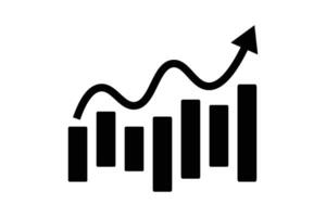 Silhouette icon of a growing arrow and bar graph. . vector