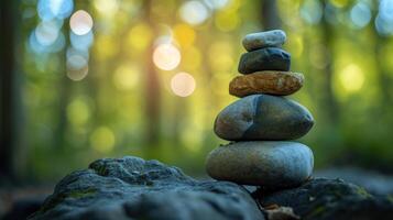 Stack of Rocks in Forest photo