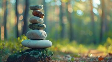 Stack of Rocks in Forest photo