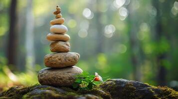 Stack of Rocks in Forest photo