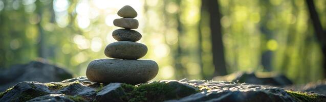 Stack of Rocks on Forest photo