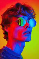 Man With Sunglasses in Colorful Background photo