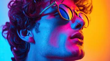 Man With Glasses on Multicolored Background photo