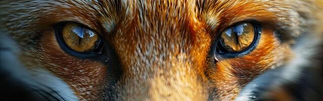 Close-Up of Foxs Face With Blue Eyes photo