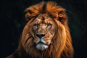 Close-Up of Lion on Black Background photo