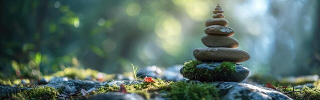 Stack of Rocks on Lush Green Field photo