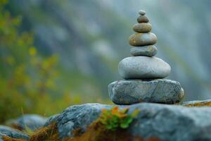 A Stack of Rocks on Lush Green Field photo