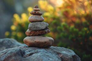 Stacked Rocks Sitting on Top of a Rock photo