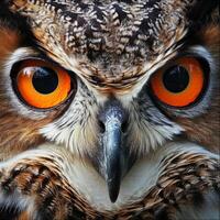 Close-Up of Owl With Orange Eyes photo