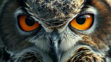 Close-up of Owl With Orange Eyes photo