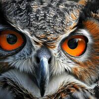 Close-up of Owl With Orange Eyes photo