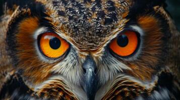 Close-up of Owl With Orange Eyes photo
