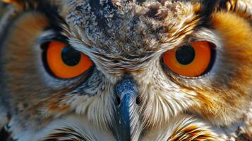 Close-up of Owl With Orange Eyes photo
