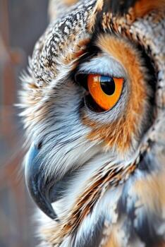 de cerca de búho con naranja ojos foto