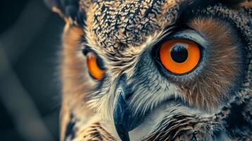 Close Up of Owl With Orange Eyes photo