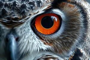 Close-Up of Owl With Orange Eyes photo