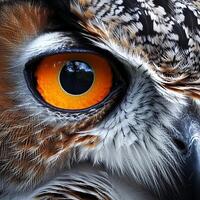 Close Up of Owl With Orange Eyes photo