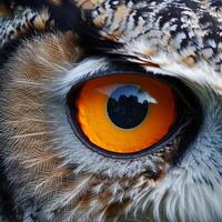Close up of an Owls Orange Eye photo