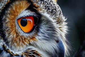 Close-Up of Owl With Orange Eyes photo