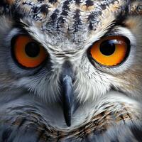 Close Up of Owl With Orange Eyes photo